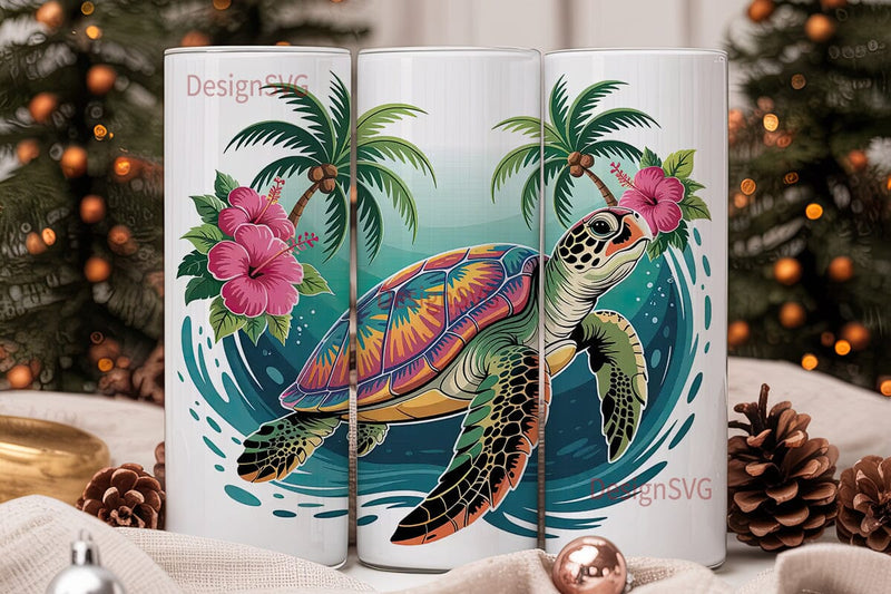 Tie-Dye Sea Turtle 20oz Tumbler Wrap Sublimation DesignSVG 