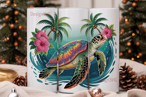 Tie-Dye Sea Turtle 20oz Tumbler Wrap Sublimation DesignSVG 