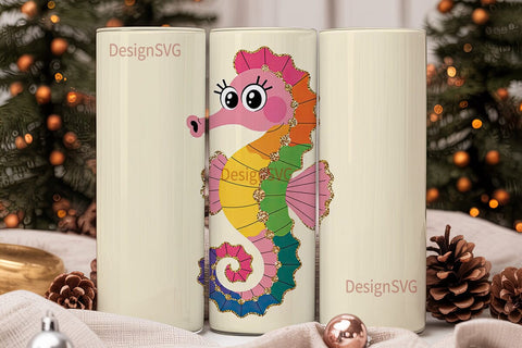 Tie-Dye Seahorse 20oz Tumbler Design Sublimation DesignSVG 