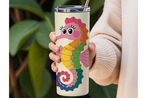 Tie-Dye Seahorse 20oz Tumbler Design Sublimation DesignSVG 