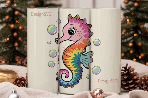 Tie-Dye Seahorse 20oz Tumbler Design Sublimation DesignSVG 
