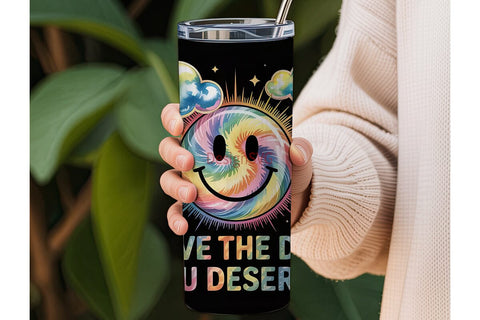 Tie-Dye Smiley Face 20oz Tumbler Wrap Sublimation DesignSVG 