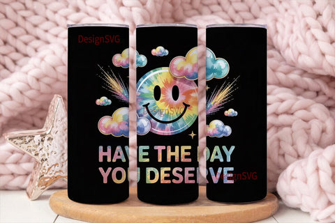 Tie-Dye Smiley Face 20oz Tumbler Wrap Sublimation DesignSVG 