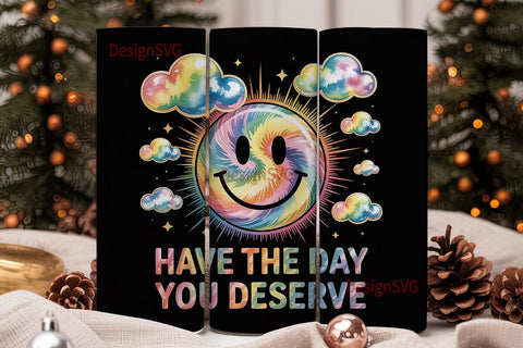 Tie-Dye Smiley Face 20oz Tumbler Wrap Sublimation DesignSVG 