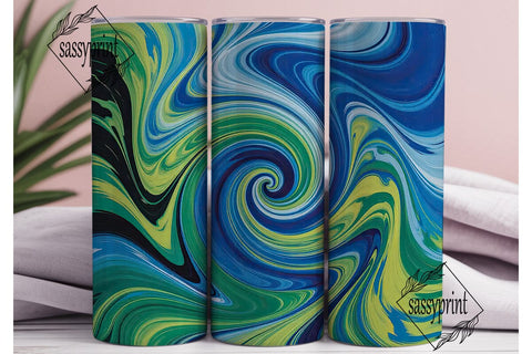Tie Dye Spiral Blue Green 20oz Tumbler Sublimation sassyprint 