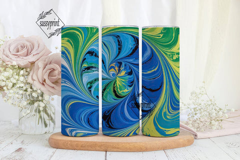 Tie Dye Spiral Blue Green 20oz Tumbler Sublimation sassyprint 