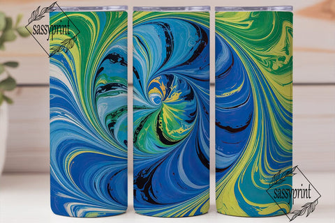 Tie Dye Spiral Blue Green 20oz Tumbler Sublimation sassyprint 