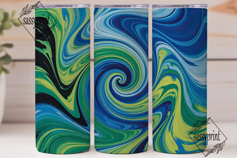 Tie Dye Spiral Blue Green 20oz Tumbler Sublimation sassyprint 
