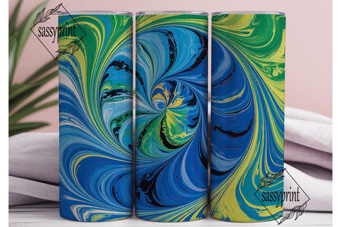 Tie Dye Spiral Blue Green 20oz Tumbler Sublimation sassyprint 