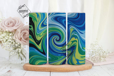 Tie Dye Spiral Blue Green 20oz Tumbler Sublimation sassyprint 