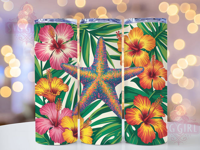 Tie-Dye Starfish 20oz Tumbler, Salty Summer Wrap, Tropical Starfish PNG, 20oz Skinny Tumbler, Vibrant Gradient Sublimation, Summer Beach Art, Colorful Ocean Graphic, Coastal Vibes Design Sublimation SvggirlplusArt 