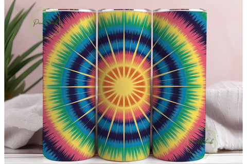 Tie-Dye Sunburst 20oz Tumbler Wrap Sublimation PixelChick 