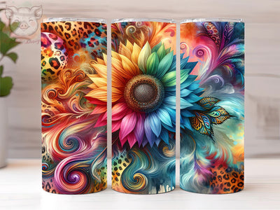 Tie Dye Sunflower 20oz Tumbler Png, Sublimation Design, Leopard Sunflower Tumbler Png, Digital Download PNG Sublimation Lara' s Designs 