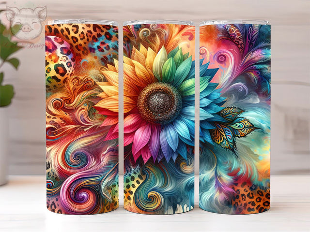 Tie Dye Sunflower 20oz Tumbler Png, Sublimation Design, Leopard Sunflower Tumbler Png, Digital Download PNG Sublimation Lara' s Designs 