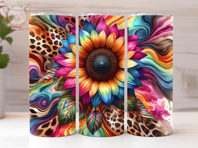 Tie Dye Sunflower 20oz Tumbler Png, Sublimation Design, Leopard Sunflower Tumbler Png, Digital Download PNG Sublimation Lara' s Designs 