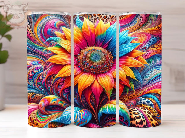 Tie Dye Sunflower 20oz Tumbler Png, Sublimation Design, Leopard Sunflower Tumbler Png, Digital Download PNG Sublimation Lara' s Designs 