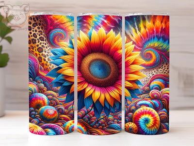 Tie Dye Sunflower 20oz Tumbler Png, Sublimation Design, Leopard Sunflower Tumbler Png, Digital Download PNG Sublimation Lara' s Designs 
