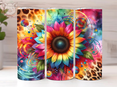 Tie Dye Sunflower 20oz Tumbler Png, Sublimation Design, Leopard Sunflower Tumbler Png, Digital Download PNG Sublimation Lara' s Designs 