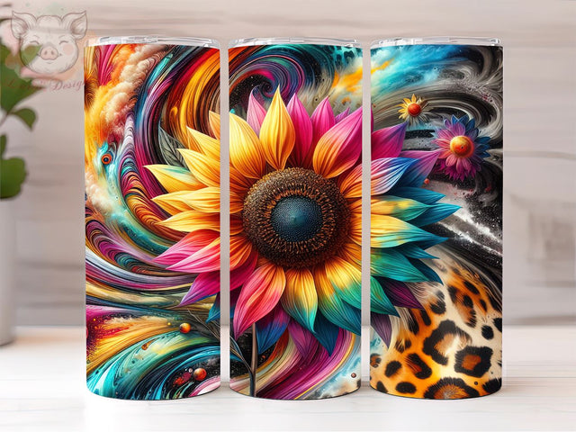 Tie Dye Sunflower 20oz Tumbler Png, Sublimation Design, Leopard Sunflower Tumbler Png, Digital Download PNG Sublimation Lara' s Designs 