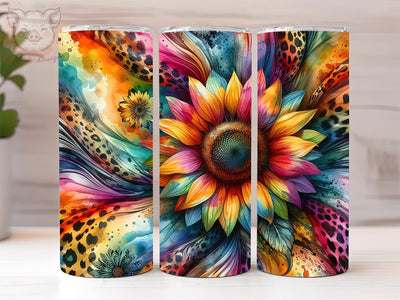 Tie Dye Sunflower 20oz Tumbler Png, Sublimation Design, Leopard Sunflower Tumbler Png, Digital Download PNG Sublimation Lara' s Designs 