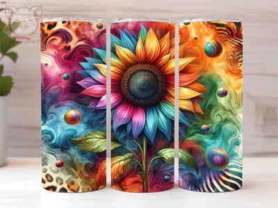 Tie Dye Sunflower 20oz Tumbler Png, Sublimation Design, Leopard Sunflower Tumbler Png, Digital Download PNG Sublimation Lara' s Designs 