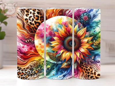 Tie Dye Sunflower 20oz Tumbler Png, Sublimation Design, Leopard Sunflower Tumbler Png, Digital Download PNG Sublimation Lara' s Designs 