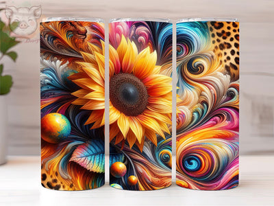 Tie Dye Sunflower 20oz Tumbler Png, Sublimation Design, Leopard Sunflower Tumbler Png, Digital Download PNG Sublimation Lara' s Designs 
