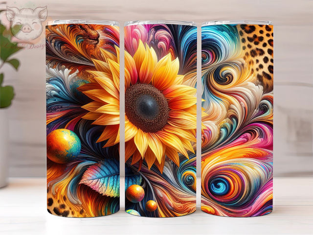 Tie Dye Sunflower 20oz Tumbler Png, Sublimation Design, Leopard Sunflower Tumbler Png, Digital Download PNG Sublimation Lara' s Designs 