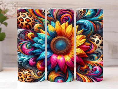 Tie Dye Sunflower 20oz Tumbler Png, Sublimation Design, Leopard Sunflower Tumbler Png, Digital Download PNG Sublimation Lara' s Designs 