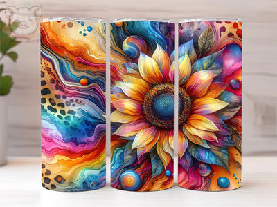 Tie Dye Sunflower 20oz Tumbler Png, Sublimation Design, Leopard Sunflower Tumbler Png, Digital Download PNG Sublimation Lara' s Designs 