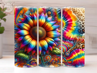 Tie Dye Sunflower 20oz Tumbler Png, Sublimation Design, Leopard Sunflower Tumbler Png, Digital Download PNG Sublimation Lara' s Designs 