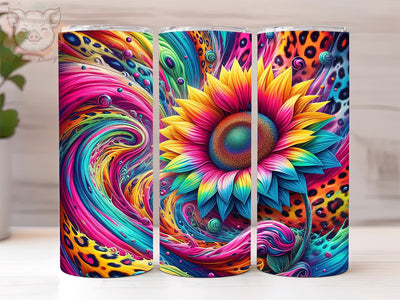 Tie Dye Sunflower 20oz Tumbler Png, Sublimation Design, Leopard Sunflower Tumbler Png, Digital Download PNG Sublimation Lara' s Designs 