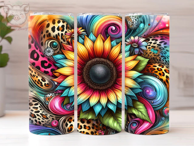 Tie Dye Sunflower 20oz Tumbler Png, Sublimation Design, Leopard Sunflower Tumbler Png, Digital Download PNG Sublimation Lara' s Designs 