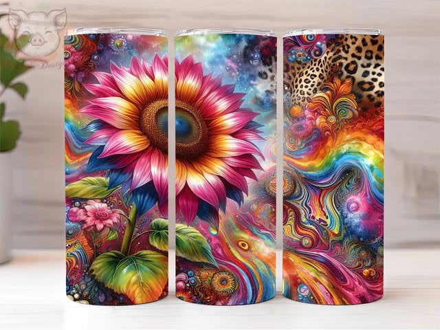 Tie Dye Sunflower 20oz Tumbler Png, Sublimation Design, Leopard Sunflower Tumbler Png, Digital Download PNG Sublimation Lara' s Designs 
