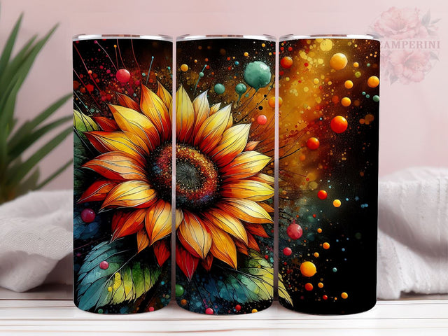 Tie Dye Sunflowers 20oz Tumbler Wrap PNG, Sunflowers Tumbler Png, Straight & Tapered Tumbler Wrap, Instant Digital Download Sublimation Li Zamperini 
