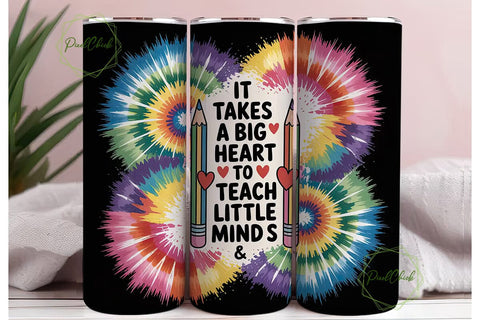 Tie-Dye Teacher 20oz Tumbler Wrap Sublimation PixelChick 
