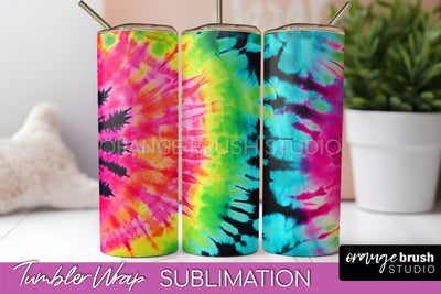 Tie Dye Tumbler Wrap - Neon Tumbler Sublimation Design Sublimation OrangeBrushStudio 