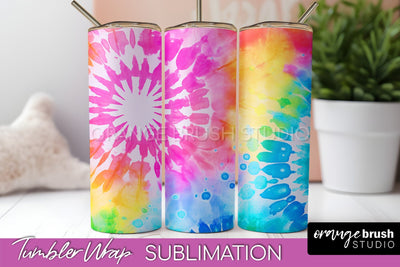 Tie Dye Tumbler Wrap, Rainbow Tumbler Sublimation Background Sublimation OrangeBrushStudio 