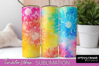 Tie Dye Tumbler Wrap, Rainbow Tumbler Sublimation Background Sublimation OrangeBrushStudio 