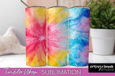 Tie Dye Tumbler Wrap, Rainbow Tumbler Sublimation Background Sublimation OrangeBrushStudio 