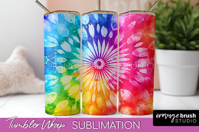 Tie Dye Tumbler Wrap, Rainbow Tumbler Sublimation Background Sublimation OrangeBrushStudio 