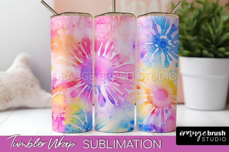Tie Dye Tumbler Wrap, Rainbow Tumbler Sublimation Background Sublimation OrangeBrushStudio 