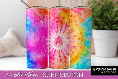 Tie Dye Tumbler Wrap, Rainbow Tumbler Sublimation Background Sublimation OrangeBrushStudio 