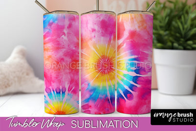 Tie Dye Tumbler Wrap, Rainbow Tumbler Sublimation Background Sublimation OrangeBrushStudio 