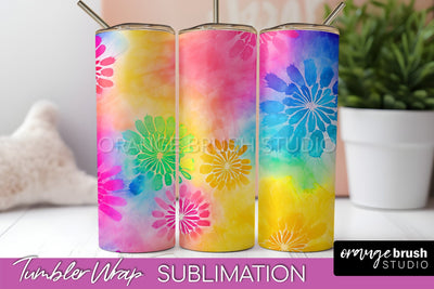 Tie Dye Tumbler Wrap, Rainbow Tumbler Sublimation Background Sublimation OrangeBrushStudio 