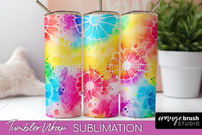 Tie Dye Tumbler Wrap, Rainbow Tumbler Sublimation Background Sublimation OrangeBrushStudio 