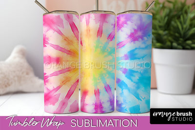 Tie Dye Tumbler Wrap, Rainbow Tumbler Sublimation Background Sublimation OrangeBrushStudio 