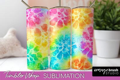 Tie Dye Tumbler Wrap, Rainbow Tumbler Sublimation Background Sublimation OrangeBrushStudio 