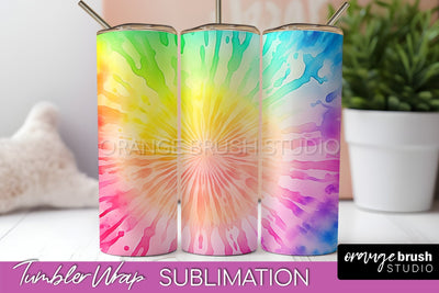 Tie Dye Tumbler Wrap, Rainbow Tumbler Sublimation Background Sublimation OrangeBrushStudio 