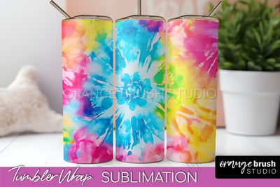 Tie Dye Tumbler Wrap, Rainbow Tumbler Sublimation Background Sublimation OrangeBrushStudio 